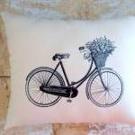 Bicycle Pillow, Vintage Bicycle, Flower Basket,..