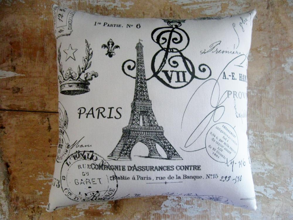 French Country Pillow, French Decor, Eiffel Tower, Paris, Cottage Decor